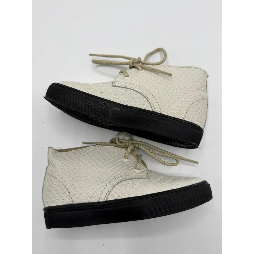 AKID Leather Faux Snakeskin Shoes White Black Toddler Size 8C